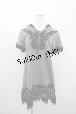 画像1: axes femme / レースアップパーカーワンピース M グレー×黒 I-26-03-04-077-AX-OP-TE-ZI