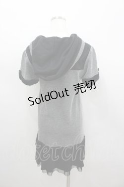 画像2: axes femme / レースアップパーカーワンピース M グレー×黒 I-26-03-04-077-AX-OP-TE-ZI