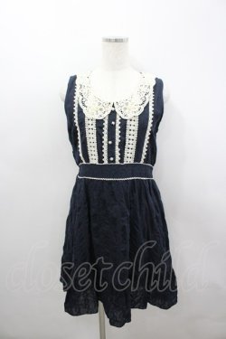 画像1: axes femme / コットン刺繍ワンピース M ネイビー I-26-03-04-078-AX-OP-TE-ZI