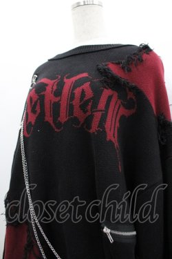 画像2: REFLEM / チェーン付きダメージニット  黒×赤 I-26-03-04-008-PU-TO-TE-ZI
