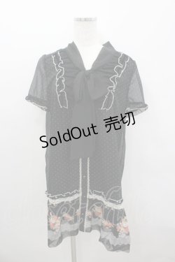 画像1: axes femme / レースアップローズドットワンピース M 黒 I-26-03-04-080-AX-OP-TE-ZI