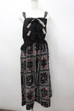 画像1: axes femme / ビッグリボン小花柄ロングワンピース M 黒 I-26-03-04-083-AX-OP-TE-ZI