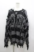 REFLEM / ダメージボーダーニットプルオーバー  黒×グレー I-26-03-04-009-PU-TO-TE-ZI