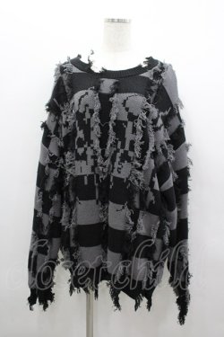 画像1: REFLEM / ダメージボーダーニットプルオーバー  黒×グレー I-26-03-04-009-PU-TO-TE-ZI
