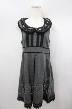 画像1: axes femme / ファーｘツイードレトロワンピース M 黒 I-26-03-04-085-AX-OP-TE-ZI