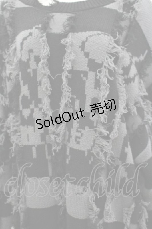 画像2: REFLEM / ダメージボーダーニットプルオーバー  黒×グレー I-26-03-04-009-PU-TO-TE-ZI (2)