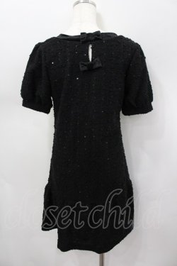 画像3: axes femme / バラ釦スパンコール使いワンピース M 黒 I-26-03-04-088-AX-OP-TE-ZI