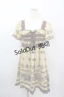 画像1: axes femme / カットソー花リース柄チュニ M ベージュ I-26-03-04-091-AX-OP-TE-ZI