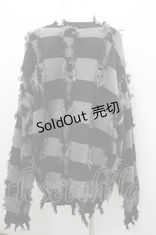 画像3: REFLEM / ダメージボーダーニットプルオーバー  黒×グレー I-26-03-04-009-PU-TO-TE-ZI (3)