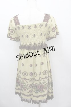 画像3: axes femme / カットソー花リース柄チュニ M ベージュ I-26-03-04-091-AX-OP-TE-ZI