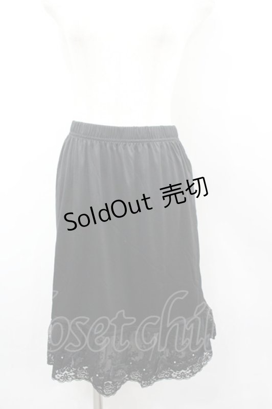 画像1: axes femme / お花付きペチスカート M 黒 I-26-03-04-094-AX-SK-TE-ZI (1)