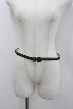 画像1: axes femme / バラモチーフ細ベルト  ブラウン I-26-03-04-097-AX-SK-SA-ZI