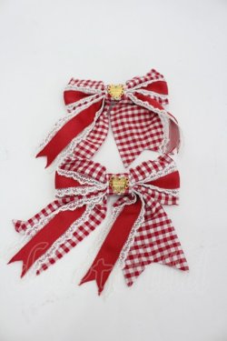 画像1: Angelic Pretty / ギンガムチェックリボンクリップ  赤Ｘ白チェック I-26-03-04-108-AP-AC-SA-ZI