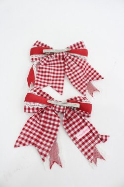 画像2: Angelic Pretty / ギンガムチェックリボンクリップ  赤Ｘ白チェック I-26-03-04-108-AP-AC-SA-ZI
