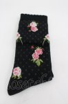 画像1: PINK HOUSE / ブロッサムローズ柄ソックス  黒 I-26-03-04-118-LO-ZA-TE-ZI (1)