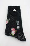 画像2: PINK HOUSE / ブロッサムローズ柄ソックス  黒 I-26-03-04-118-LO-ZA-TE-ZI (2)