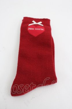 画像1: PINK HOUSE / ロゴ入りハートモチーフソックス  赤 I-26-03-04-121-LO-ZA-TE-ZI