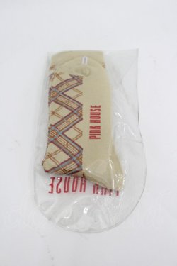 画像2: PINK HOUSE / 薔薇刺繍チェックソックス  ベージュチェック I-26-03-04-124-LO-ZA-SA-ZI