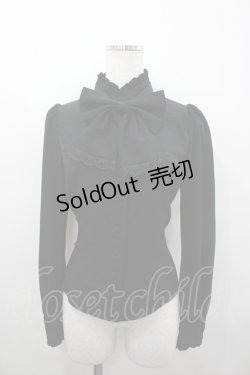 画像1: Sheglit / スタンドカラーリボンジャボブラウス L 黒 I-26-03-04-003-EL-BL-SA-ZI