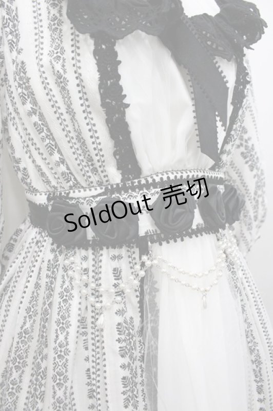 画像2: ALICE and the PIRATES / 〜Eden〜漆黒の薔薇と光の雫カラミドビーロングワンピース  白Ｘ黒 I-26-03-04-024-PA-OP-SA-ZI (2)