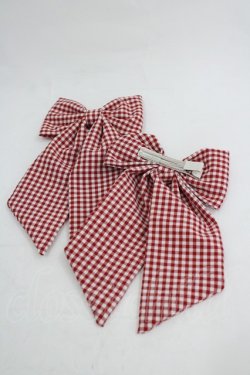 画像2: m petit by misako / AMチェック2Pクリップ  赤チェック I-26-03-05-045-LO-AC-SA-ZI