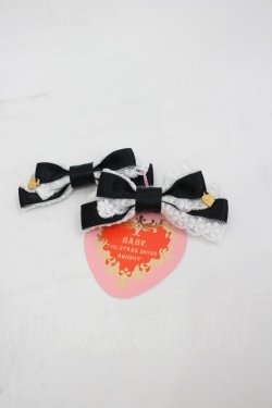 画像1: BABY,THE STARS SHINE BRIGHT / Le sucre petillantミニリボンクリップ  黒Ｘ白 I-26-03-05-048-BA-ZA-SA-ZI