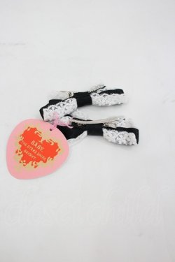 画像2: BABY,THE STARS SHINE BRIGHT / Le sucre petillantミニリボンクリップ  黒Ｘ白 I-26-03-05-048-BA-ZA-SA-ZI