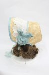 画像2: LOLITAその他(お買取対象外) / チェックリボンレース麦わらハット  アイボリーＸ青Ｘ白 I-26-03-05-075-LO-AC-SA-ZI (2)