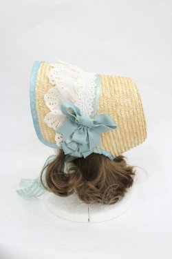 画像2: LOLITAその他(お買取対象外) / チェックリボンレース麦わらハット  アイボリーＸ青Ｘ白 I-26-03-05-075-LO-AC-SA-ZI