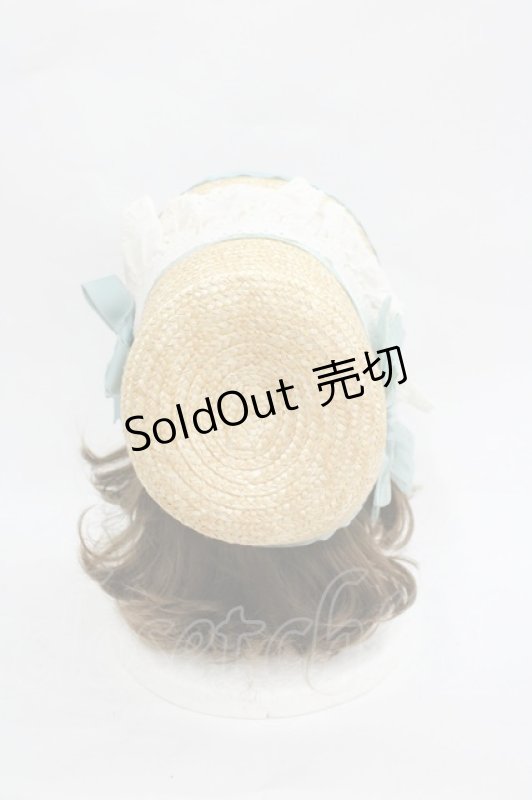 画像3: LOLITAその他(お買取対象外) / チェックリボンレース麦わらハット  アイボリーＸ青Ｘ白 I-26-03-05-075-LO-AC-SA-ZI (3)