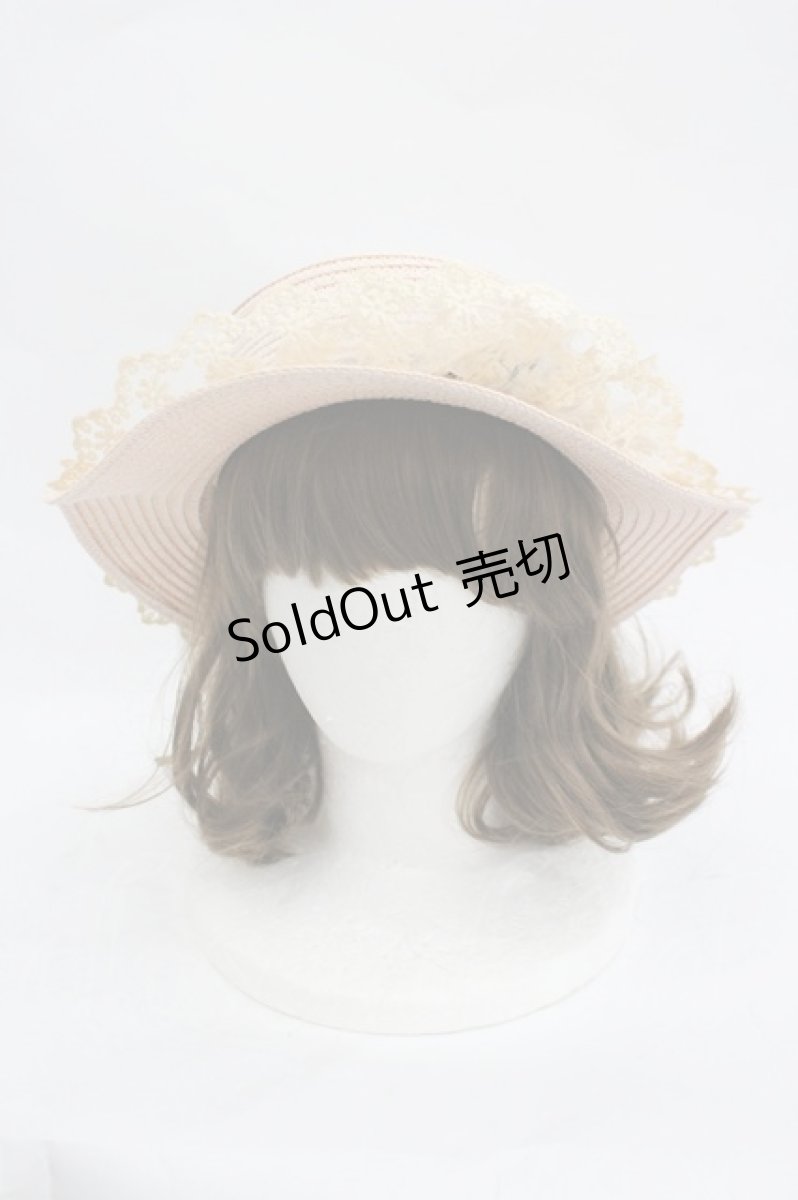 画像1: axes femme / 巻きバラレースカンカン帽  ピンクＸブラウン I-26-03-05-077-AX-AC-SA-ZTK033 (1)