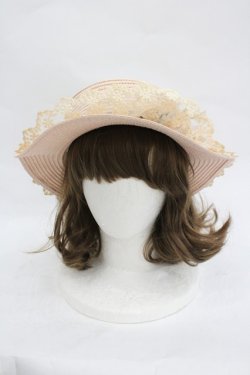 画像1: axes femme / 巻きバラレースカンカン帽  ピンクＸブラウン I-26-03-05-077-AX-AC-SA-ZI