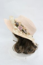 画像2: axes femme / 巻きバラレースカンカン帽  ピンクＸブラウン I-26-03-05-077-AX-AC-SA-ZTK033 (2)