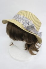 画像1: LOLITAその他(お買取対象外) / フラワーリボン麦わらハット  アイボリーＸ青 I-26-03-05-085-LO-AC-SA-ZTK033 (1)