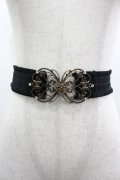 axes femme / 蝶ローズモチーフゴムベルト  黒Ｘゴールド I-26-03-05-093-AX-ZA-SA-ZI