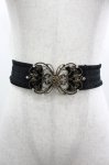 画像1: axes femme / 蝶ローズモチーフゴムベルト  黒Ｘゴールド I-26-03-05-093-AX-ZA-SA-ZI (1)