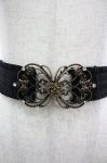 画像2: axes femme / 蝶ローズモチーフゴムベルト  黒Ｘゴールド I-26-03-05-093-AX-ZA-SA-ZI (2)