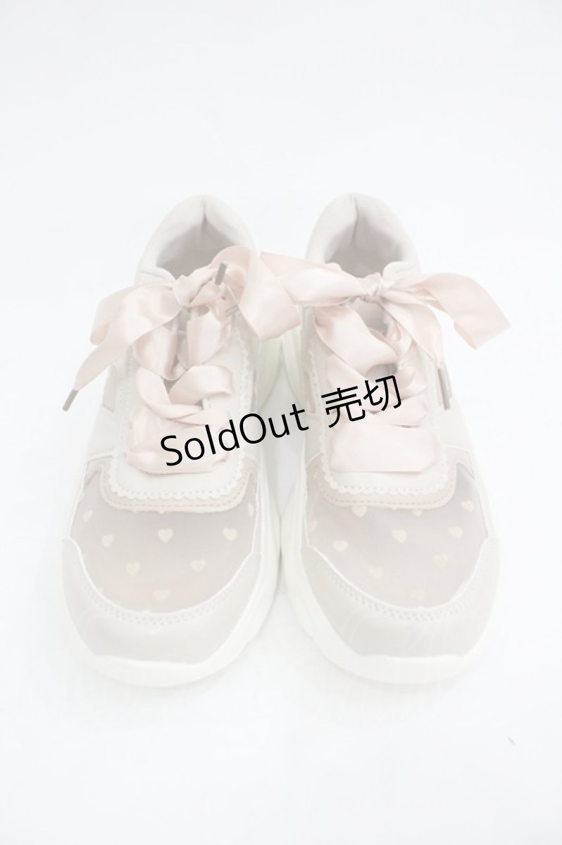 画像1: m petit by misako / シースルーハートスニーカー M ピンクＸ白 I-26-03-05-008-LO-SH-SA-ZTK030 (1)