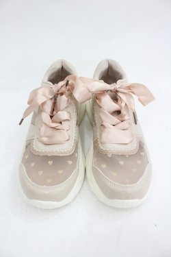 画像1: m petit by misako / シースルーハートスニーカー M ピンクＸ白 I-26-03-05-008-LO-SH-SA-ZI