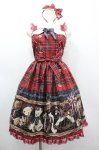 画像1: Angelic Pretty / British Bearジャンパースカートセット  赤チェック I-26-03-05-109-AP-OP-SA-ZI (1)