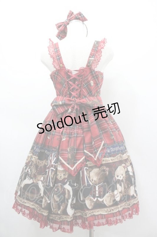 画像2: Angelic Pretty / British Bearジャンパースカートセット  赤チェック I-26-03-05-109-AP-OP-SA-ZI (2)