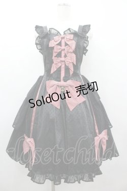 画像1: BABY,THE STARS SHINE BRIGHT / 星ネコちゃんジャンパースカート  黒Ｘ赤 I-26-03-05-111-BA-OP-SA-ZI