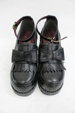 画像1: Amavel / Bibliotheque Cafeローファーパンプス L 黒 I-26-03-05-010-CA-SH-SA-ZI