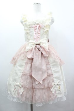 画像1: BABY,THE STARS SHINE BRIGHT / グラスグリーンのPastoral お花摘みの少女ジャンパースカート  ピンクＸアイボリー I-26-03-05-116-BA-OP-SA-ZI