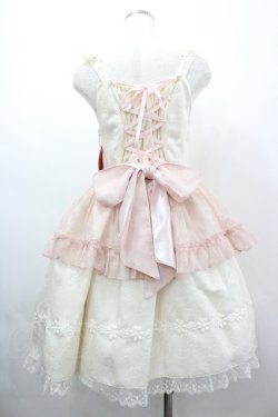 画像2: BABY,THE STARS SHINE BRIGHT / グラスグリーンのPastoral お花摘みの少女ジャンパースカート  ピンクＸアイボリー I-26-03-05-116-BA-OP-SA-ZI