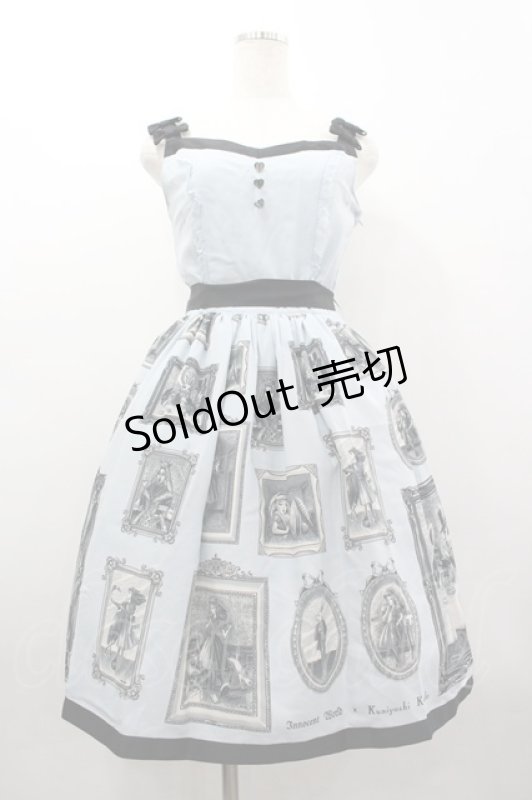 画像1: Innocent World / 金子國義アリス肩リボンジャンパースカート M サックス I-26-03-05-121-IW-SK-SA-ZI (1)