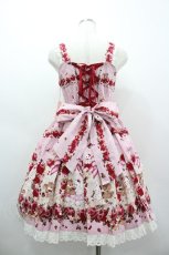 画像2: BABY,THE STARS SHINE BRIGHT / Pomme rouge〜うさぎとりすのりんごの森〜柄ジャンパースカートI  ピンク I-26-03-05-122-BA-OP-SA-ZI (2)