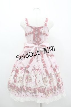 画像2: BABY,THE STARS SHINE BRIGHT / Pomme rouge〜うさぎとりすのりんごの森〜柄ジャンパースカートI  ピンク I-26-03-05-122-BA-OP-SA-ZI