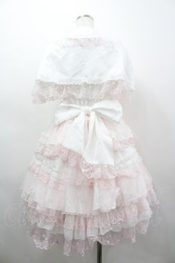 画像2: White Sugar Gitl 白糖少女 / サイド編み下げリボンジャンパースカート&ケープセット  白ｘピンク I-26-03-05-124-LO-OP-SA-ZI