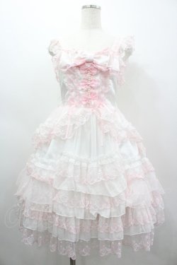 画像3: White Sugar Gitl 白糖少女 / サイド編み下げリボンジャンパースカート&ケープセット  白ｘピンク I-26-03-05-124-LO-OP-SA-ZI